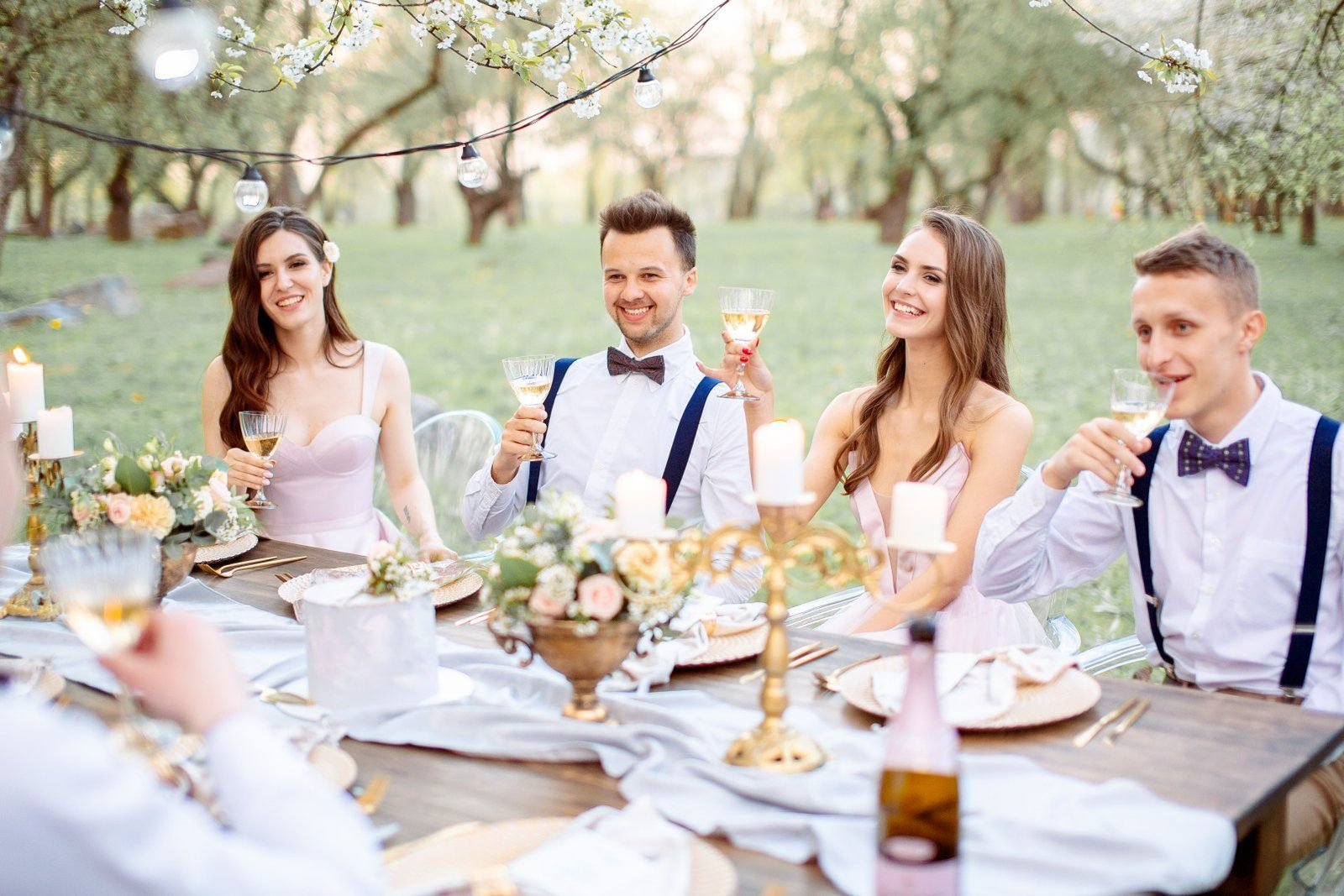 Wedding party toasting at a WSG Services catered reception